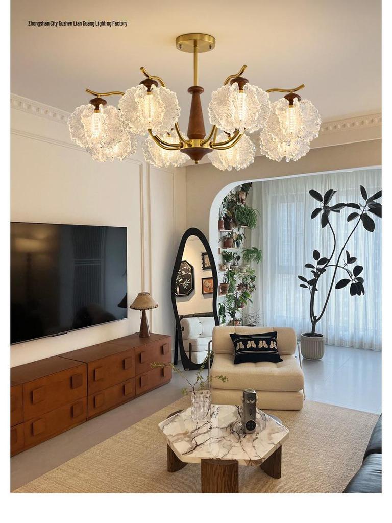 Retro American Chandelier: Versatile Living Room, Bedroom & Dining Lamp with Persimmon Design