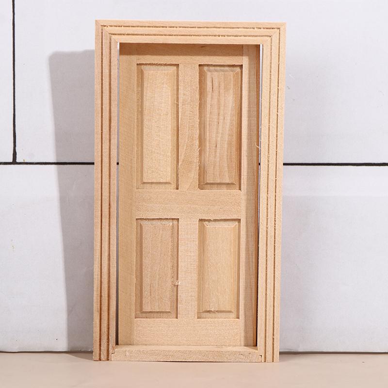 1/12 Dollhouse Miniature Diy Wood External Single Door Unpainted Accessories