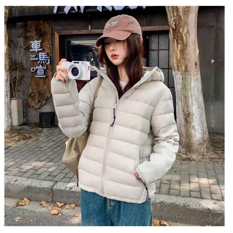 Women's new hooded short cold lightweight thickened padded fluffy warm loose high-quality fabric casual sports cotton clothing