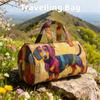 3D Puppy Series Quilted Pleated Cotton Travel Bag Fashion Printed Women's Yoga Bag Handbag