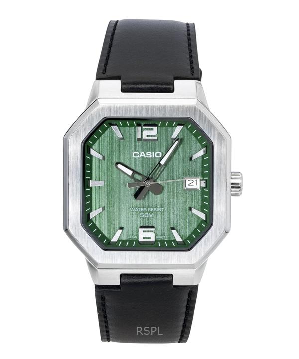 Casio Аналоговый кожаный ремешок Зеленый циферблат Кварцевые MTP-B195L-3AV Мужские часы зелёный