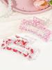8Pcs Pink Heart Print Hair Claw Clips for Women,Strong Hold Colorful Hair Clamps Hairpin Valentine's Day Hair Accessories Gift