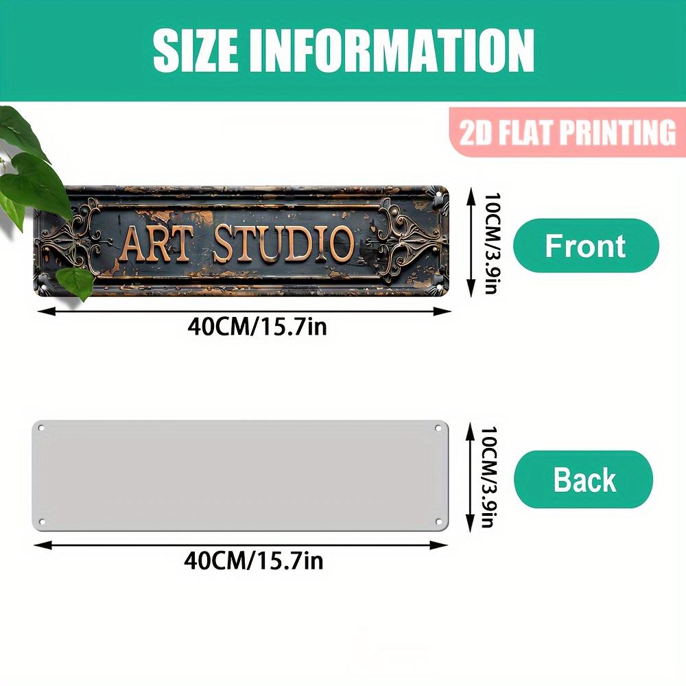 Vintage "Art Studio" Metal Sign , Rustic Black with Ornate Design, Ideal for Home & Office Wall Deco