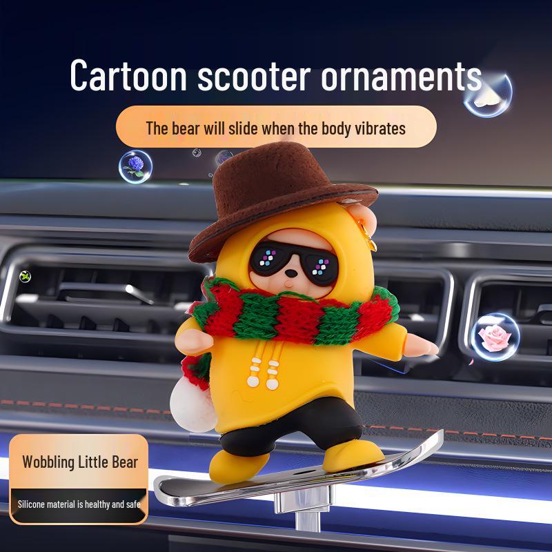Cross-Border Skateboard Bear Ornament: Creative Floating Bear for Car Interiors