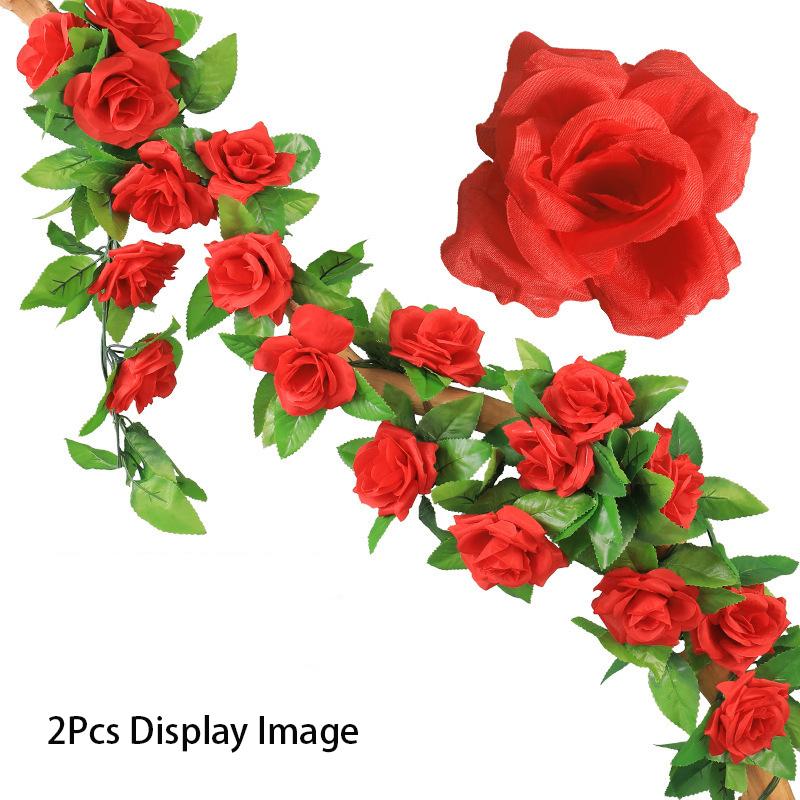 

2Pcs 2.3M Rose Artificial Flowers Vine Fake Flower Head for Home Room Decor Garden Wall Wedding Decoration Outdoor Arch Ornament 1Pcs красный
