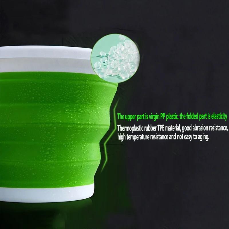 Přenosný skládací kbelík 3L Multifunkční zesílený silikonový kbelík pro mytí aut a rybaření, kempování a skládací kbelík