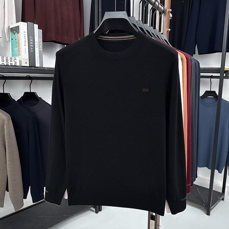 Men s High-Density Jacquard Long-Sleeve Sweater - Autumn/Winter Trendy Knitwear 4XL