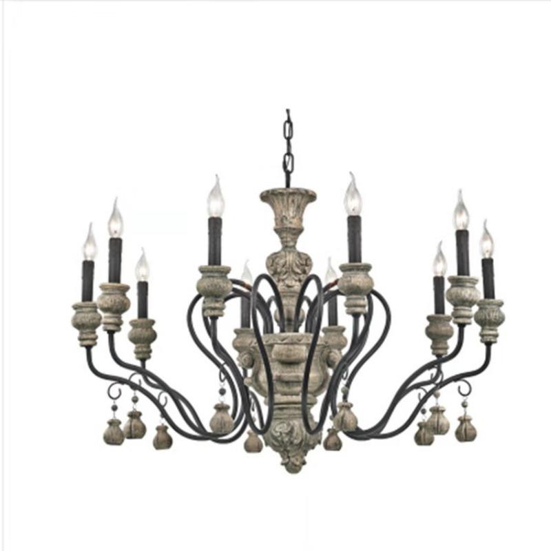Large Church Chandelier Retro Wood Lighting Fixture French American Chandelier Antique Living Room Lighting In Foyer Villa Lobby