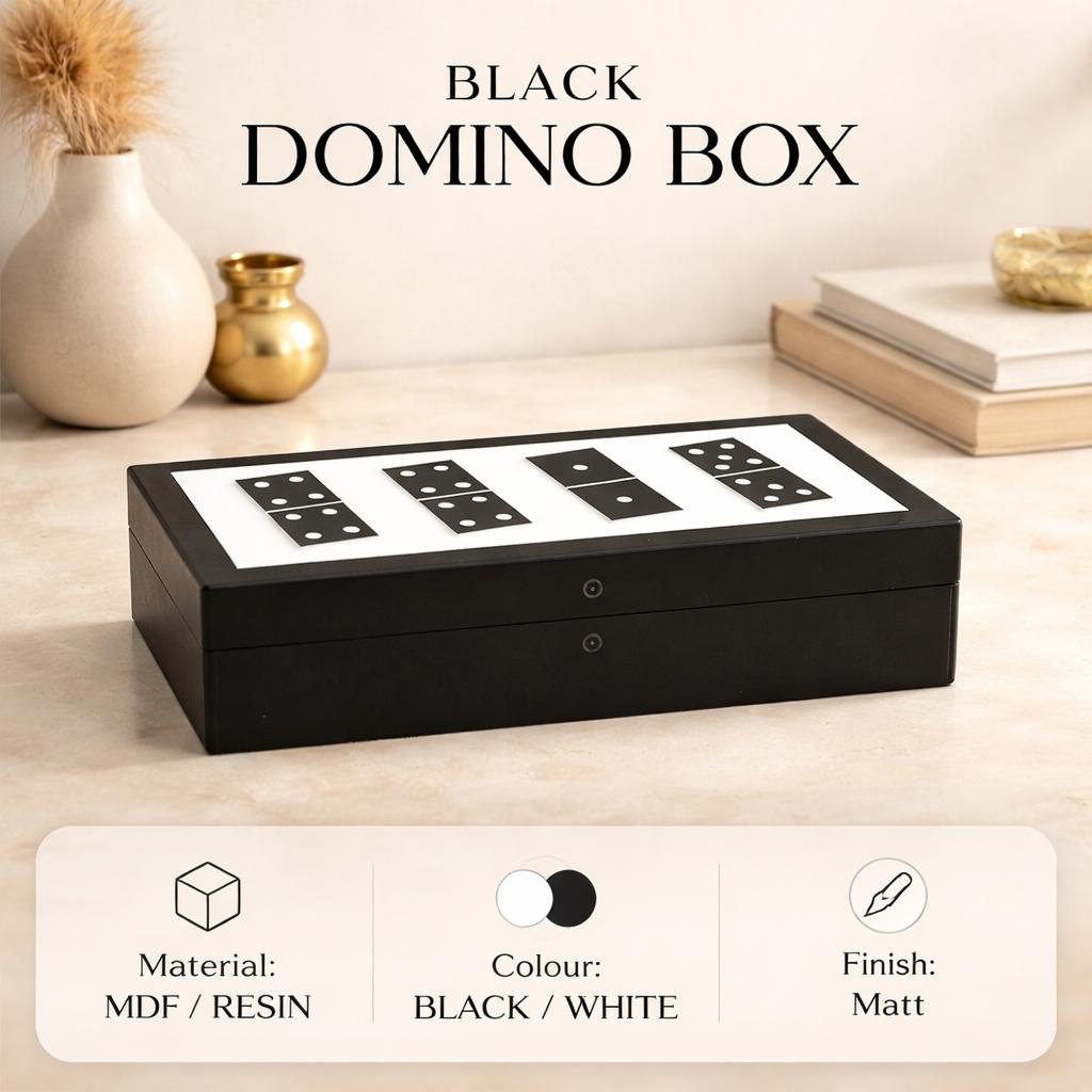 Black Resin Mdf Domino Box | Mdf Storage Case