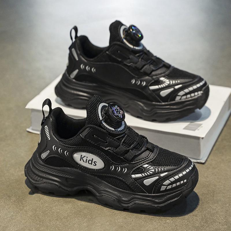Children's sports shoes 2025 autumn new boys rotating buckle dad trendy shoes medium older boys boys non-slip running shoes