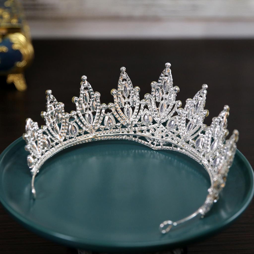 Wedding Crown Silver Alloy Bridal Headband Sparkly Rhinestone Tiara for Masquerade Ball Banquet Cosplay Party Accessories