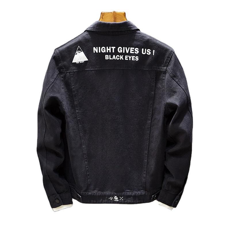 2024 Frühling und Herbst Neue Jeansjacke Herren Europäische und amerikanische Slimming-Denim-Volltonfarbe bedruckte Jugendjacke