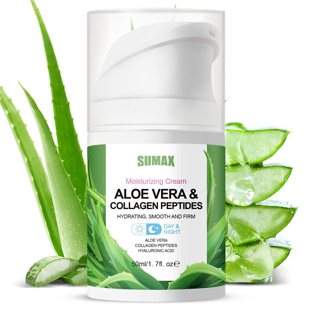 50ml Duckbill Press Bottle Aloe Vera Gel Pro-Peptide Moisturizing Resurfacing Cream Moisturize and Brighten Skin Tone Revitalize and Nourish Hydrate