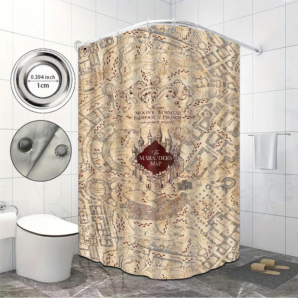 1 ks Magický Kampus Tištěná Vodotěsná Sprchová Závěs Koupelnová Dělící Stěna Soukromí Více Velikostí 12 Háčků Snadná Instalace