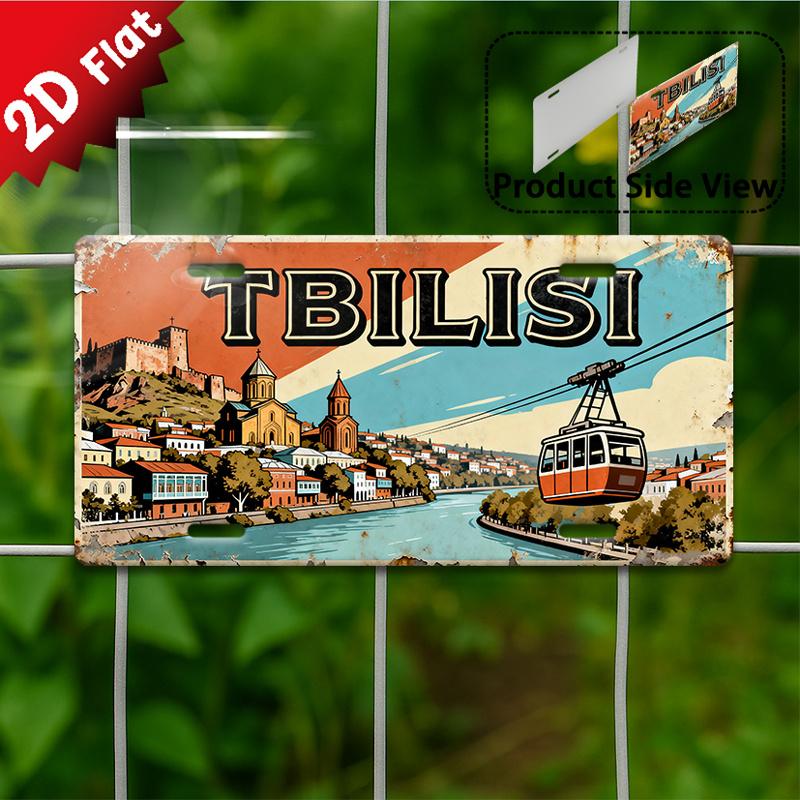D Flat pc Vintage Metal Sign Outdoor Wall Art ( )Tbilisi Riverside Aluminum Sign Perfect for Garage Wall Decor 15x30cm(5.9x7.8inch)
