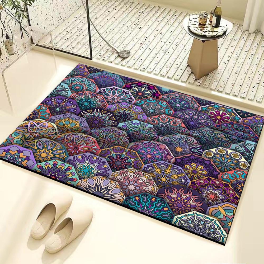 Retro Tile Diatom Mud Floor Mat Dirt-resistant Foot Mat Strong Water Absorption Non-slip Floor Mat