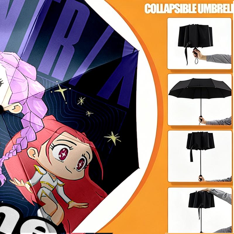Custom Name Personalized KPop Demon Hunters Print Umbrella, Auto Open Close, 8‑Rib Sturdy Frame, Commute Camping Hiking Use, Birthday Gift