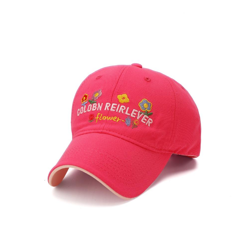 Cotton Floral Baseball Cap Letter Embroidered Streetwear Hats Casual Peaked Cap For Women Girls