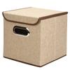 Square Cotton Linen Folding Storage Box Home Bedroom Clothes Quilt Storage Organizer Fabric Underwear Storage Box with Cover