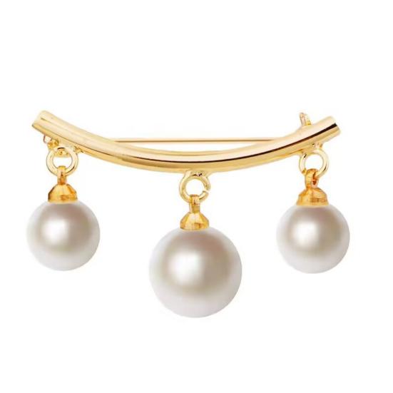 Women Brooch Bowknot Shape Anti-Rust Finish Shawl Clip with Faux Pearl Rhinestones Inlaid Sweaters Scarves Jackets Decorative Anti-exposure Pin
