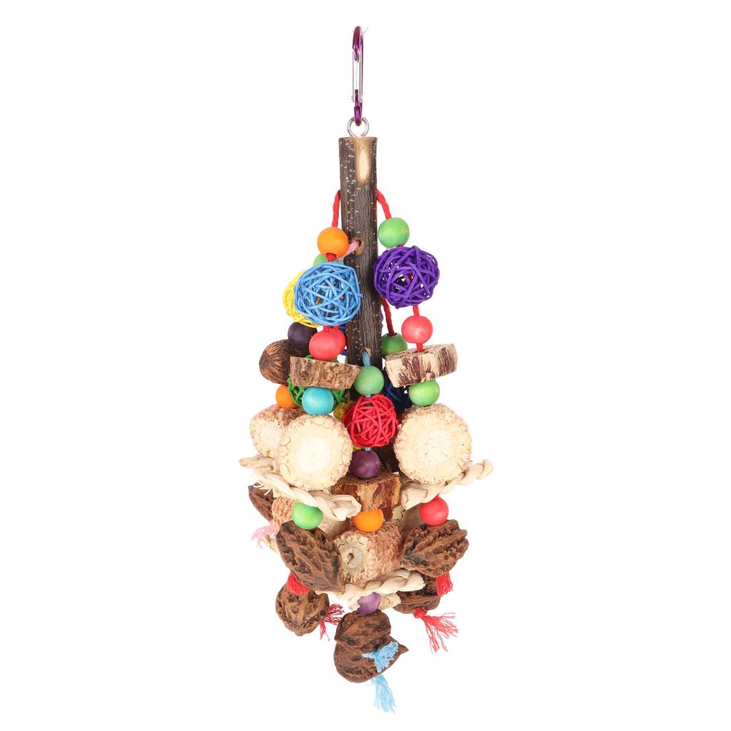 Bird Chew Toy Colorful Beak Grinding Boredom Relief Rattan Ball Corn Cob Nuts Parrot Chewing Toy