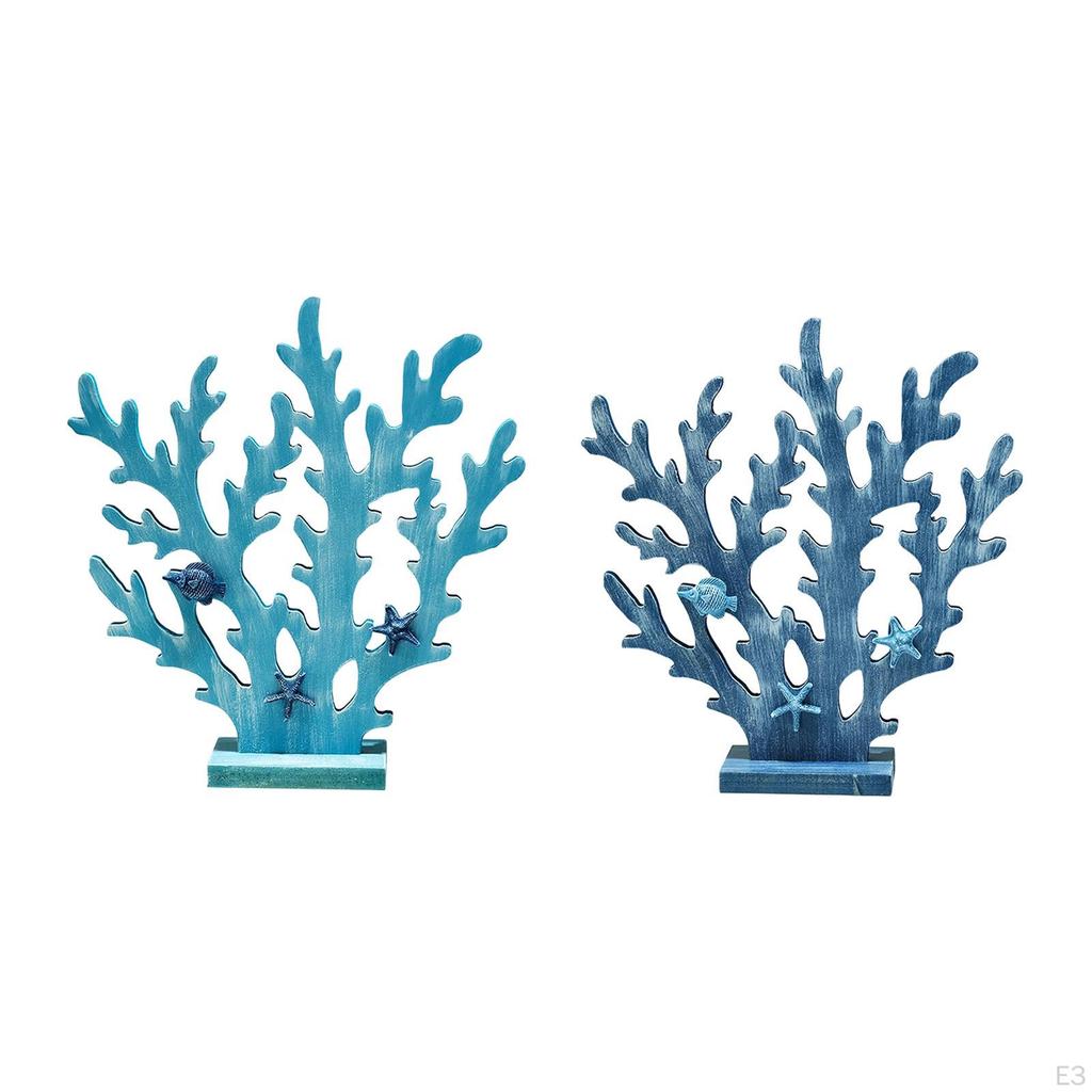 Wooden Coral Decoration Coastal Mediterranean Countertop Art Piece Craft for Themed Party