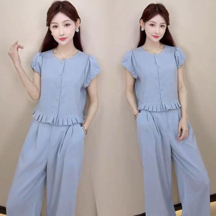 Chic Korean Style Summer 2026 Plus Size Two-Piece Women s Set - Age-Reducing and Slimming Fashion XXX-Large