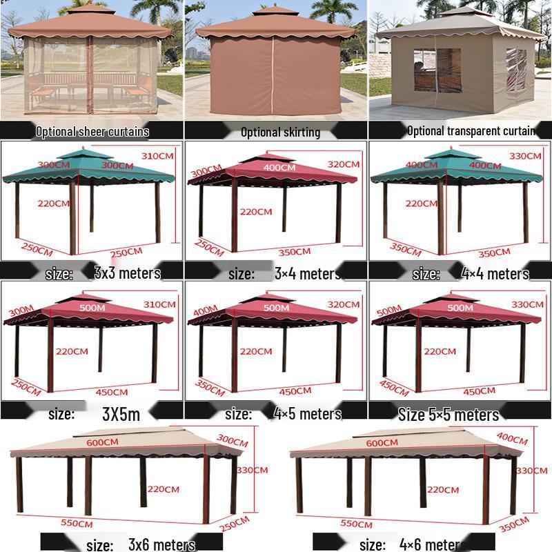 Wrought Iron Outdoor Gazebo Pavilion Canopy for Courtyard, Balcony & Rooftop Garden – Sunshade & Rain Shelter
