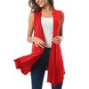 Sommer Damen Ärmellose Leichte Strickjacke Weste Einfarbig Offen Vorne Drapierter Mittellanger Asymmetrischer Saum Weste Mantel