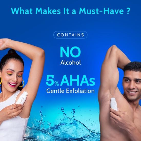 Chemist at play UnderArm Roll-On with 5% AHA, Lactic Acid & 1% Mandelic Acid | Exfoliates Underarm | For Sensitive Skin | Alcohol Free - 40ml