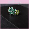 Vintage-inspirierter Emaille Grüner Blumenring für Damen Verstellbares Elegantes Design