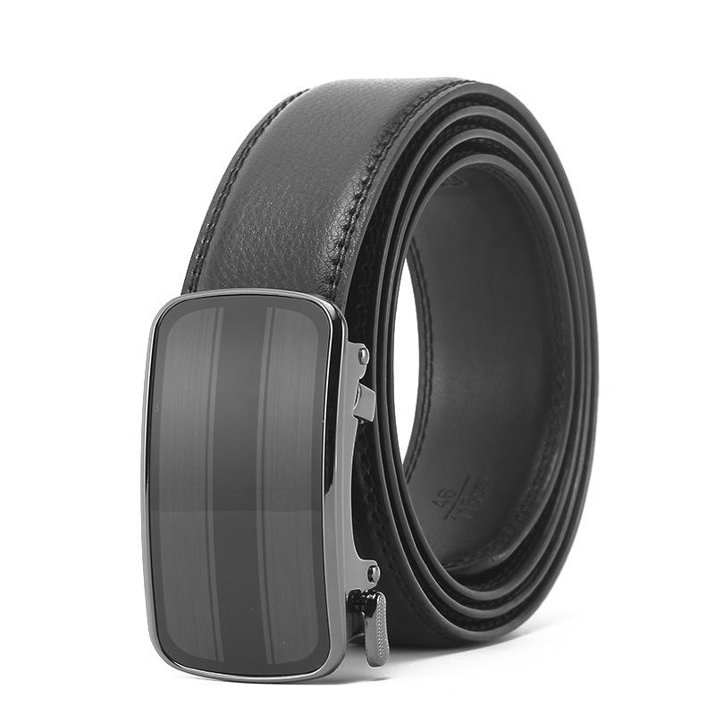 

New Men s Real Beef Two layer Leather Open Edge Wear Automatic Buckle Belt Film Business Casual Men s Belt 110-130CM