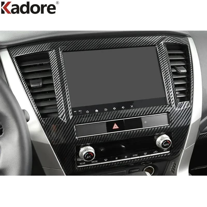 Car Navigation GPS Panel Cover Trim For Mitsubishi Pajero/Montero/Shogun sport -2024 2025 Carbon Fiber Interior Accessories