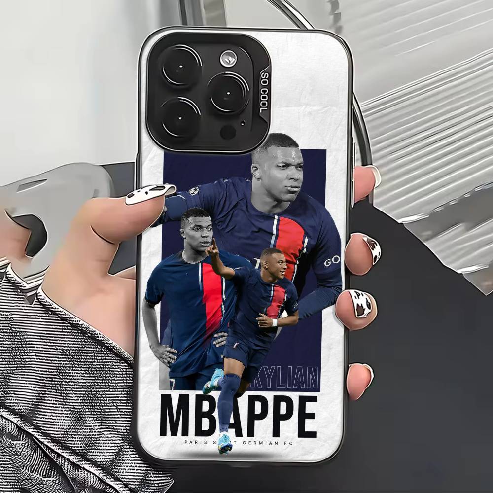 Football S-Star M-MbappeS-S Phone Case For iPhone 17,16,15,14,13,12,11 Plus,Pro Max,XS,Colored Silver Plated Inside Cover