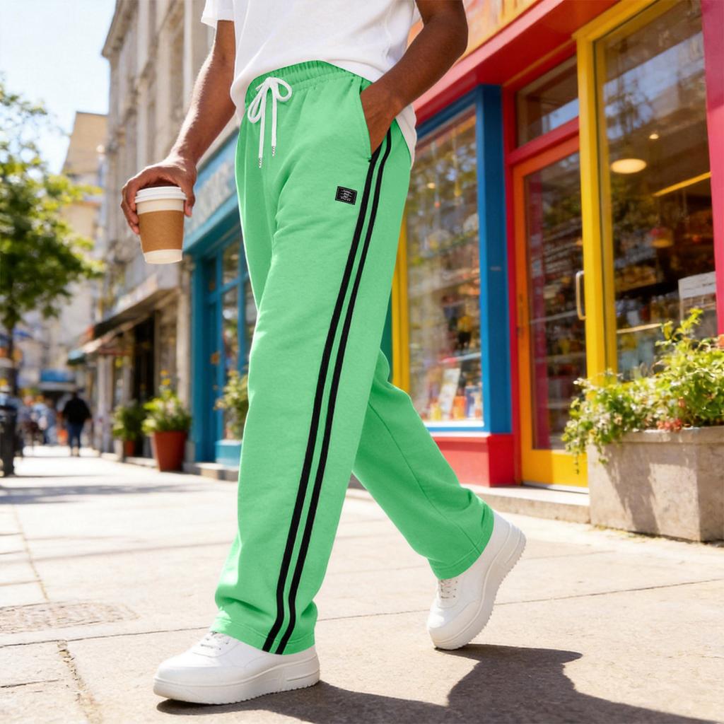 Pantaloni della tuta larghi da uomo con coulisse in vita e laterali per lo sport e il tempo libero