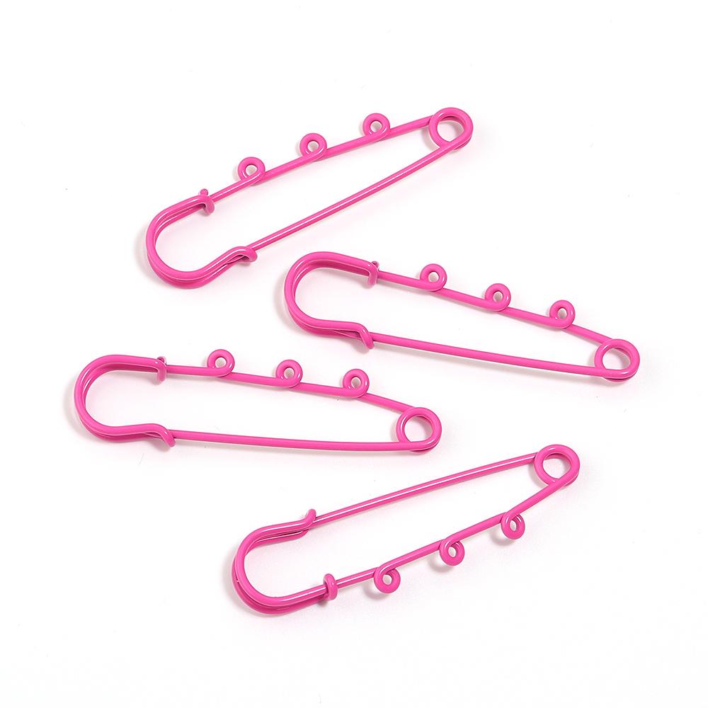 6pcs Safety Pins Brooch Blank Base Brooch Pins With 3 Loops Colorful Metal Pin DIY Brooch Charms For Jewelry Making Accessories