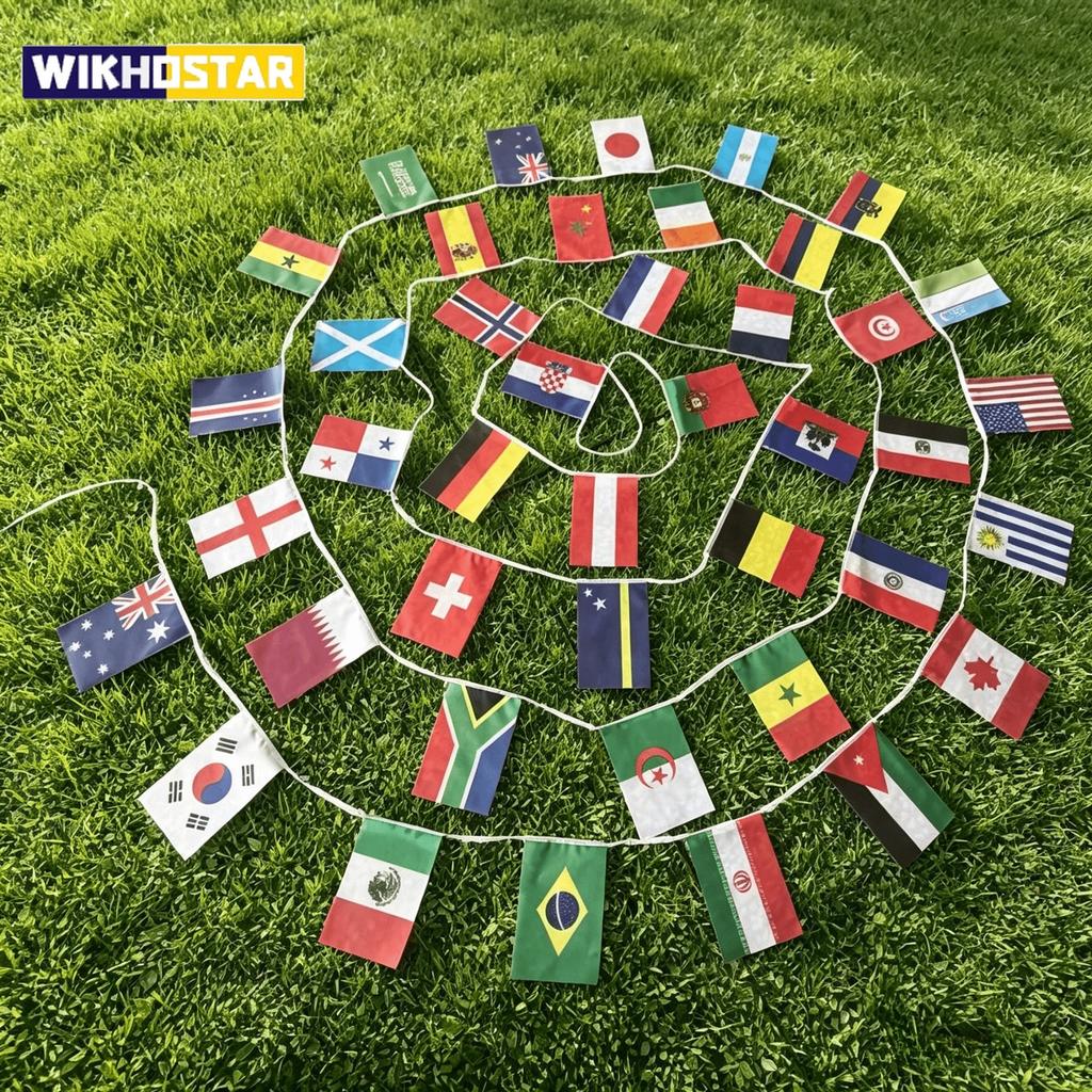 48pcs 2026 Football Cup Flag 14x21cm  Small World Flag Hanging Flag NEW Cup Countries Flag for Bar Bunting Decoration