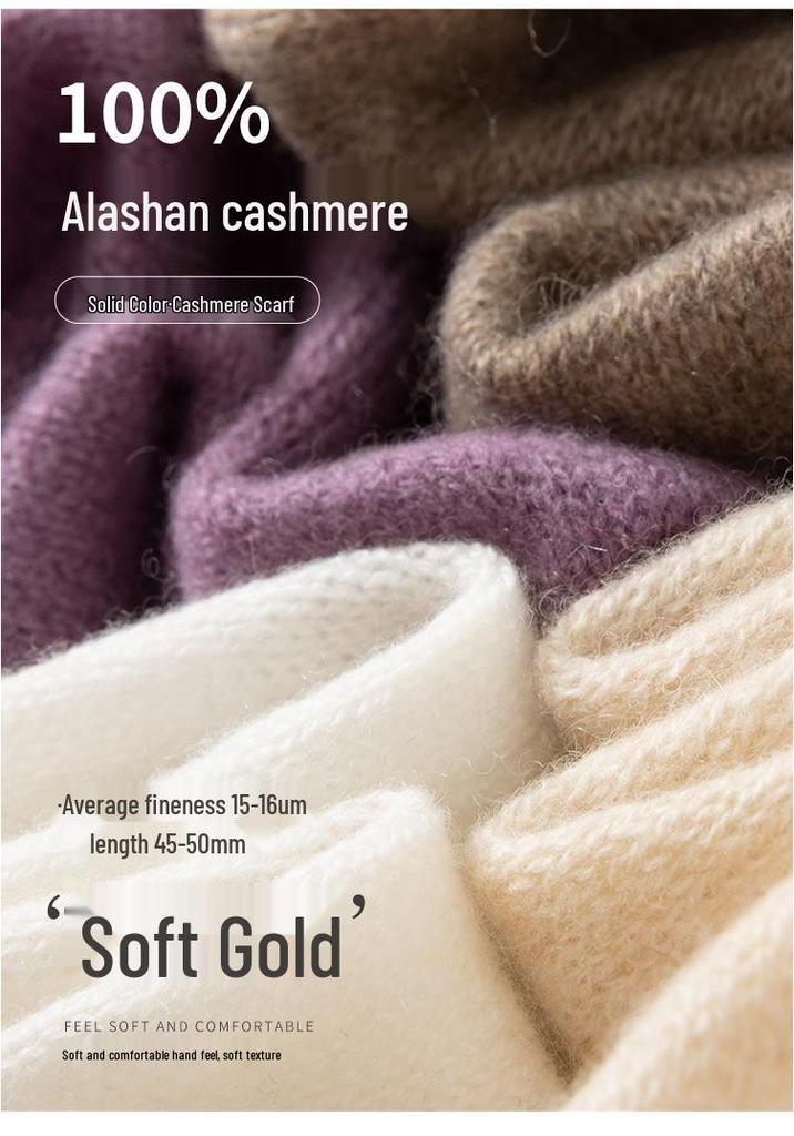 Women's 100% Pure Cashmere Solid Color Knitted Scarf