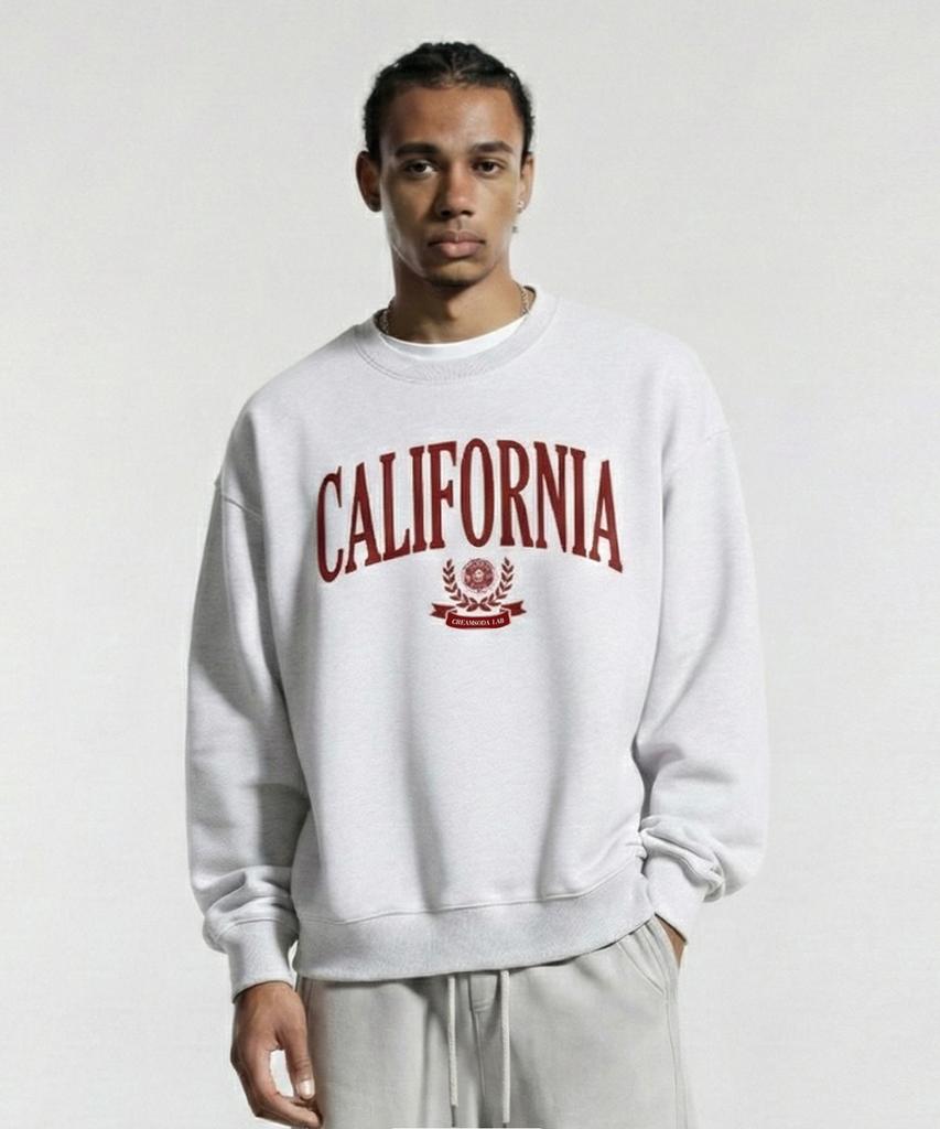 CREAM SODA LAB Crsdel California Sweatshirt Light Gray (Fleece-Lined Or Non-Fleece-Lined)