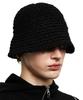 Aleseueseussi Rivet Patched Knit Bucket Hat - Black
