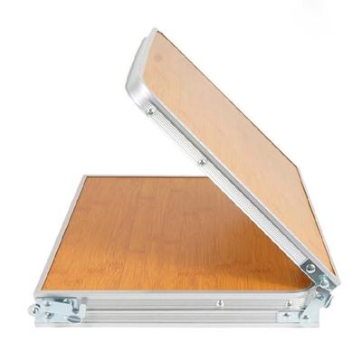 Table de Camping d'Extérieur avec Poignée de Transport Portable Plateau en Bambou Table de Pique-nique Table Pliante Petits Balcons Bureau pour Grill