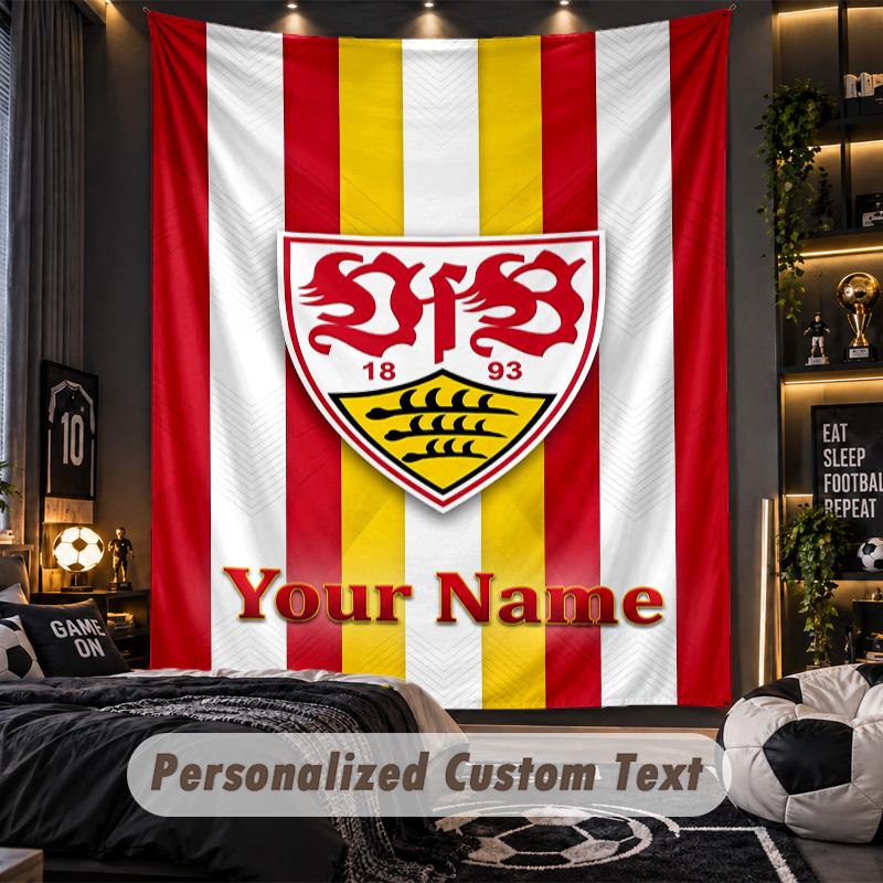 TapestryVfB Stuttgart FC Custom Name Text Personalized Wall Hanging Tapestry Home Wall Decor