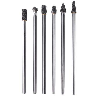 6 st Volframkarbid Aluminium Roterande Filar Frässet 6 mm Skaft 10 mm Skärdiameter