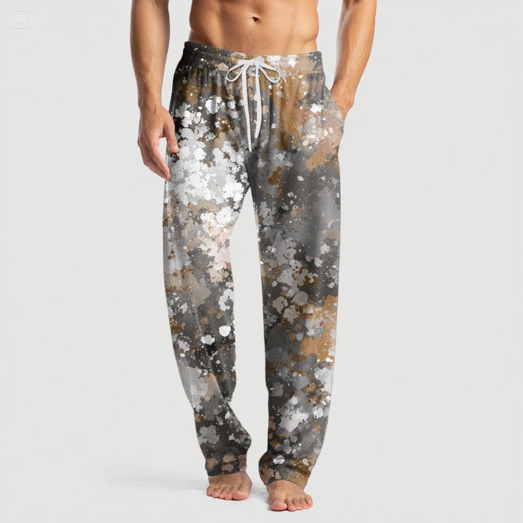 Pantaloni casual cu buzunar, tricotati pentru bărbați, cu imprimeu de Halloween, pantaloni de pijama