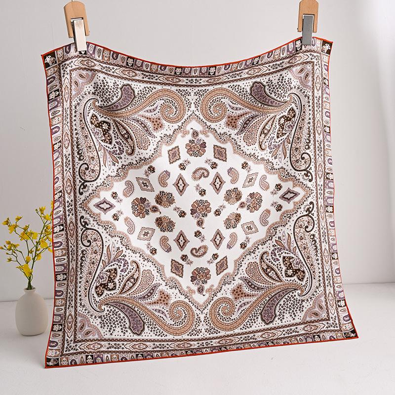 [Flower dill fireworks pattern] British style new silk scarf women s spring heavy 100% mulberry silk 70 silk scarf 66
