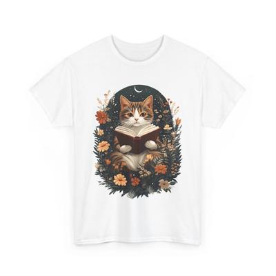 Buchliebhaber T-Shirt | Lustiges Lese-Shirt | Katze liest ein Buch Boho T-Shirt