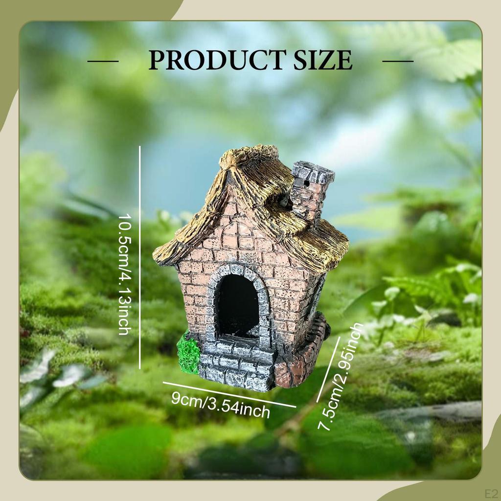 Fish House Aquarium Decoration Micro Landscape Decor Hut Resin Landscaping Hide Cave Sculpture for