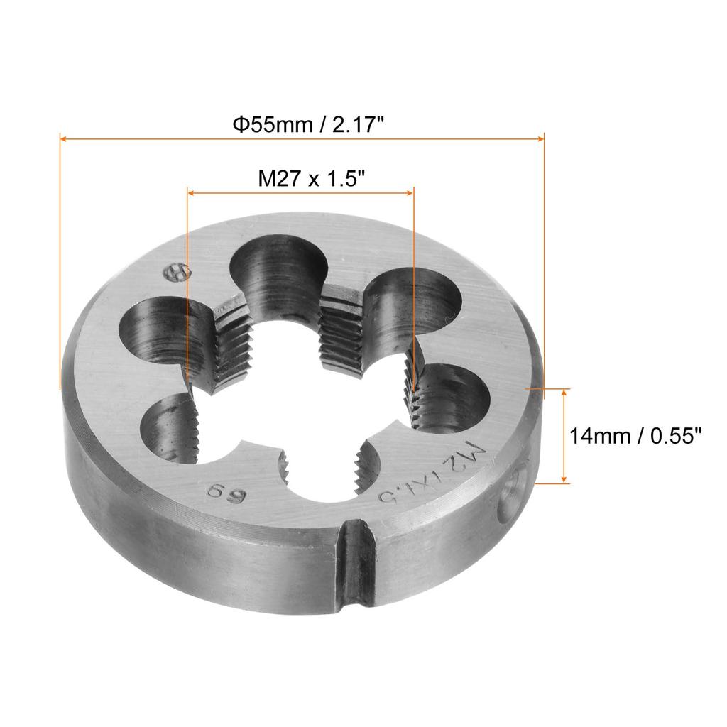 uxcell M27 x Metric Round Dies Machine Thread Right Hand Thread Dies Alloy Steel Thread Cutting Dies 1.5