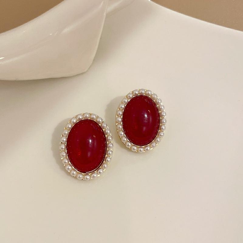 Vintage Coffee Color Square Resin Stud Earrings For Women Girls Fashion Metal Irregular Geometric Earrings Zircon 2023 Trendy