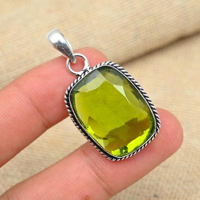 AAA+ Peridot Edelstein 925 Sterling Silber Schmuck handgefertigter Anhänger für Sie